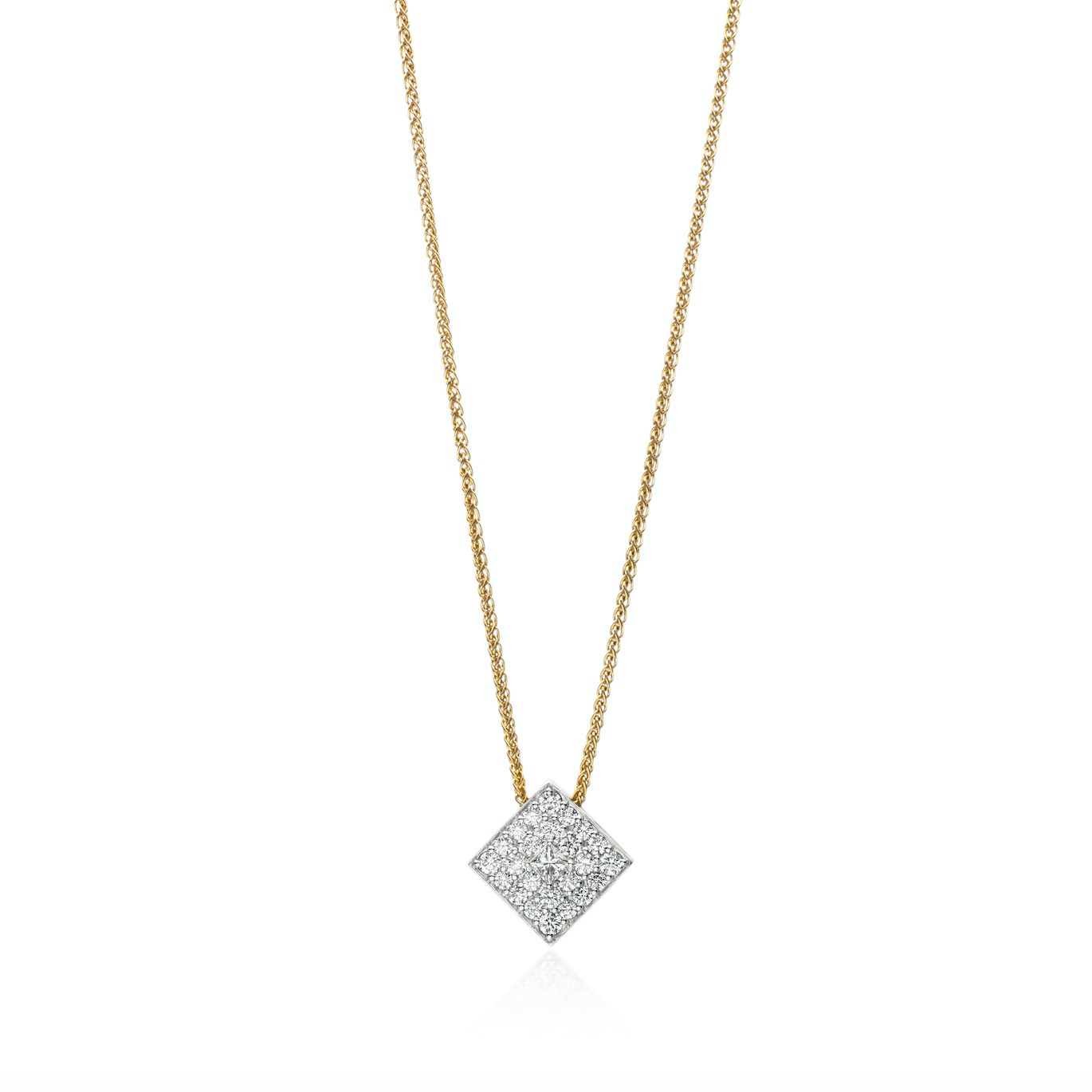 David Gardner's Princess Cut Double Halo Pendant, 18K yellow gold ...