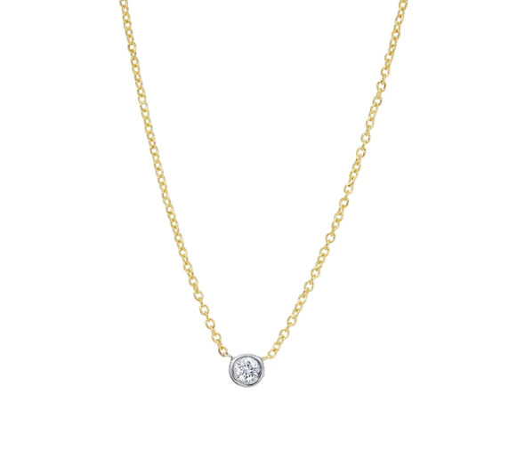 Small Bezel Diamond Necklace 14K Yellow Gold / 20 +$35