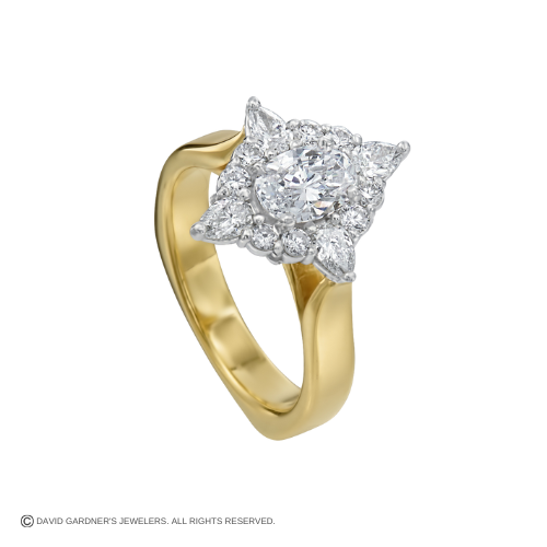 14K Gold Oval Diamond Cluster Engagement Ring – David's House of